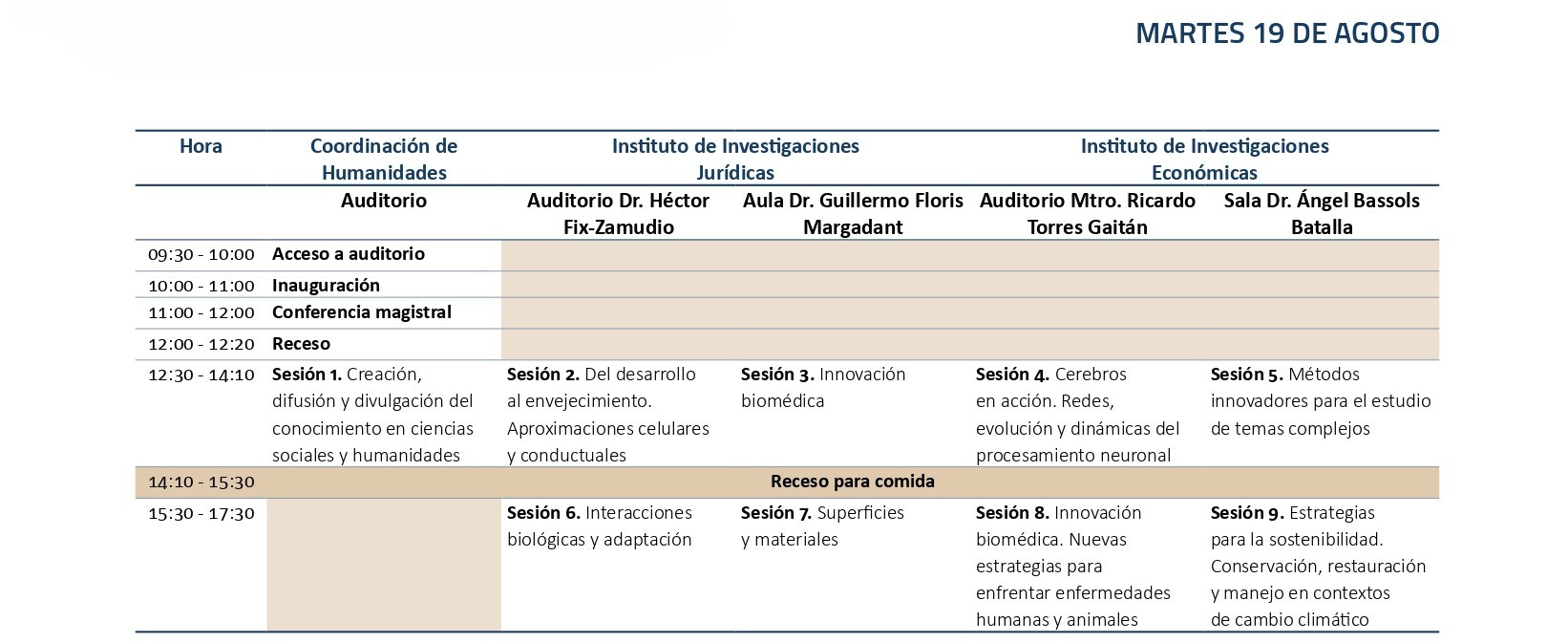 Martes 19 de agosto